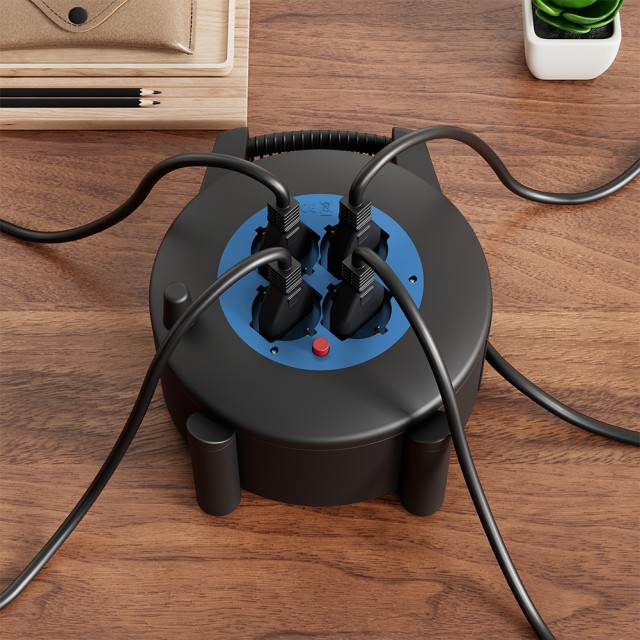 BAKAJI Πολύπριζο με Καλώδιο 5 Μέτρων και Διακόπτη Προστασίας, 4 Θέσεων 02002142