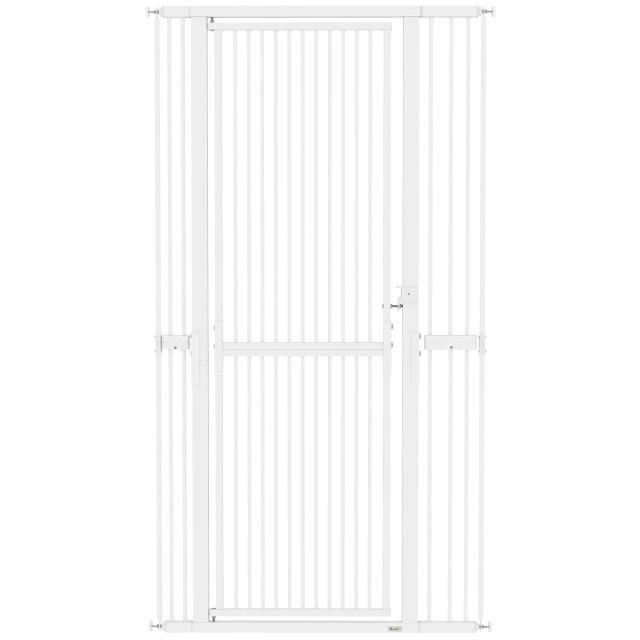 PawHut Πόρτα Ασφαλείας για Σκύλους και Γάτες, Ύψος 180 cm, Επεκτάσιμη από 76 έως 104 cm, Τοποθέτηση με Πίεση, Λευκή D06-280V00WT