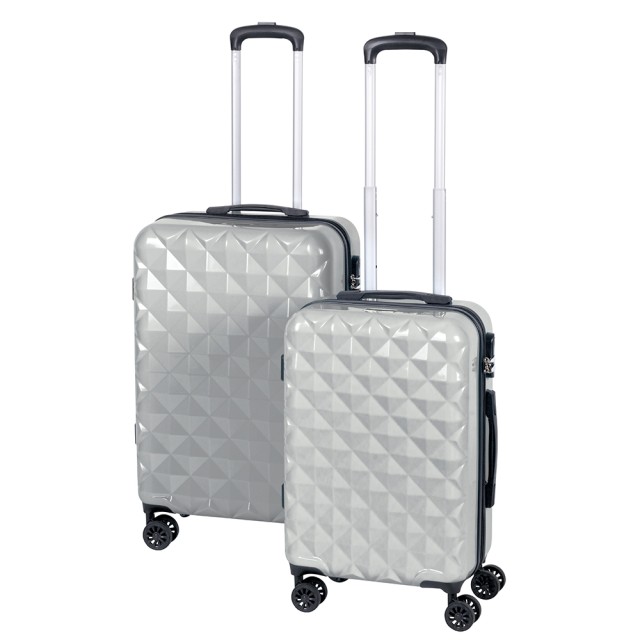 Galileo Σετ 2 βαλίτσες Silver με 4 περιστρεφόμενες ρόδες 360° κλείδωμα με συνδυασμό, διπλό εξωτερικό φερμουάρ Diamond 5905394