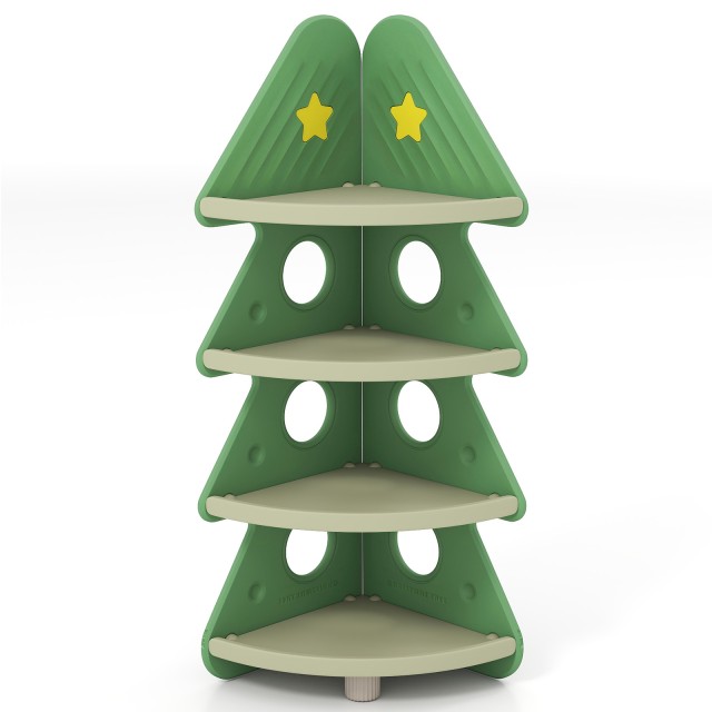 Costway Παιδική Γωνιακή Βιβλιοθήκη με Σχήμα Αστεριού, 4 Επιπέδων - Ράφι Παιχνιδιών 123,5 x 44 x 44 cm TP10480GN