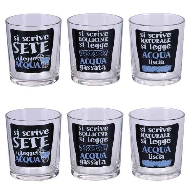 Galileo Σετ 6 ποτήρια νερού από γυαλί 270 ml Si scrive si legge 5915460