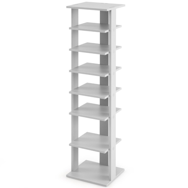 Costway  Ξύλινη Παπουτσοθήκη 28,5 x 25,5 x 110 cm με 8 Στάδια Ρύθμισης για Εξοικονόμηση Χώρου JZ10140GR