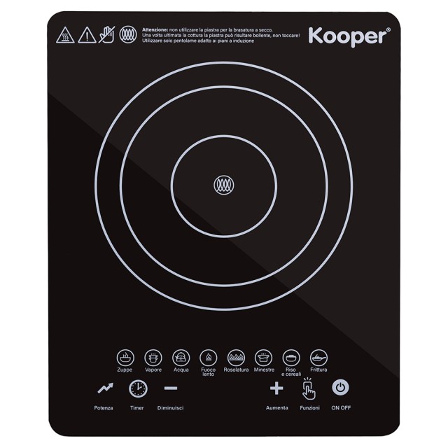 Kooper Μαύρη Επαγωγική Εστία με Οθόνη Αφής, 8 Αυτόματα Προγράμματα, 1500W – Kooper 5920749