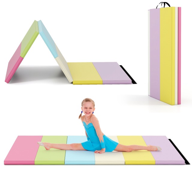 Costway Πτυσσόμενο Στρώμα Γυμναστικής PU με Λαβή Μεταφοράς 180 x 120 cm FH10115MX