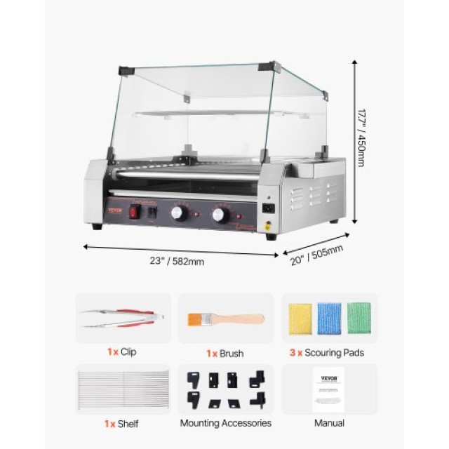 VEVOR Ηλεκτρική Συσκευή Ψησίματος Hot Dog 2200W SYGDSRGJ11GF8O3OPV2