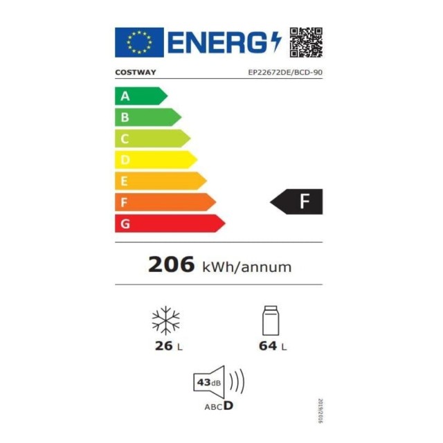 Costway Ψυγειοκαταψύκτης 90L με Κατάψυκτη 27L, 48,5 x 49,5 x 86 εκ., Ασημί FP10854DE-GR