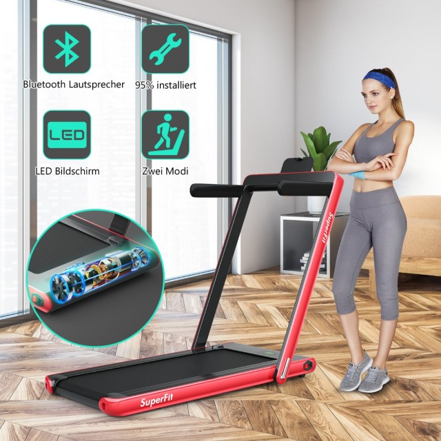 Costway Διπλό Πτυσσόμενο Διάδρομο 2,25 HP Φορητό Ηλεκτρικό Διάδρομο Κόκκινο SP37514DE-RE