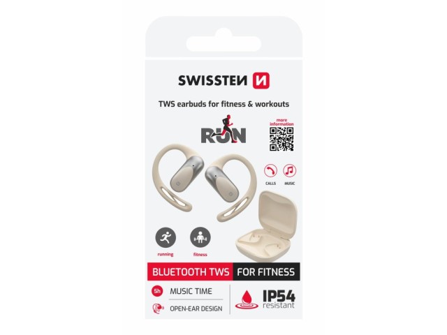 SWISSTEN Ακουστικά Bluetooth για Τρέξιμο Open Ear, Μπεζ 8595217494398