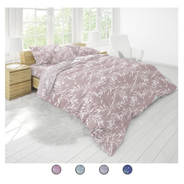 Galileo Ολοκληρωμένο διπλό κρεβάτι σε πολυκοτόνη 110 gsm με διακόσμηση φύλλα Sibilla 5916987 Τυχαία Επιλογή Χρωμάτων