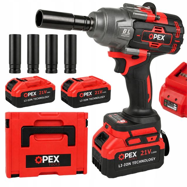 Verk Group OPEX TOOLS Παλμικό Κλειδί Μπαταρίας 21V Brushless 1000Nm με 2 Μπαταρίες 3Ah, Καρυδάκια, LED & Βαλίτσα (OPX28039) 5907451391945