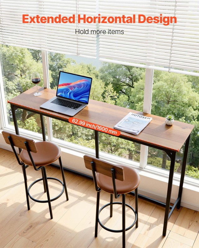 VEVOR Μπαρ Τραπέζι 160 x 39,8 x 91,5 cm Ψηλό Ορθογώνιο για Κουζίνα και Μπαλκόνι, Ξύλινο, Μαύρο, Καφέ BTZEK1JTJXGYIGI3C001V0