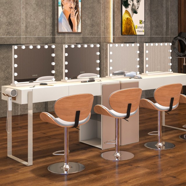 Costway Καθρέφτης Μακιγιάζ Hollywood με Φωτισμό, 14 LED, 3 Χρώματα, 50x12x43 cm 43 x 12 x 50 cm HU11167DE-WH
