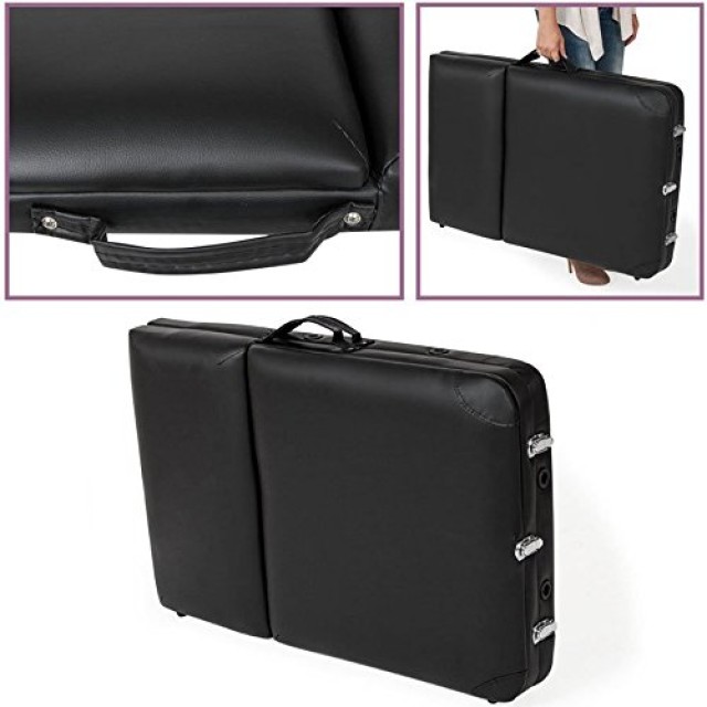 BAKAJI Πτυσσόμενο Αλουμινένιο Κρεβάτι Μασάζ 3 Ζωνών Φυσικοθεραπείας SPA Μαύρο 12kg + Τσάντα 01824798