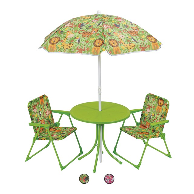 Galileo Σετ κήπου Bimbo τραπεζάκι με ομπρέλα και δύο καρέκλες με σκελετό από ανθρακούχο ατσάλι Est 5901474 Τυχαία Επιλογή Χρωμάτων