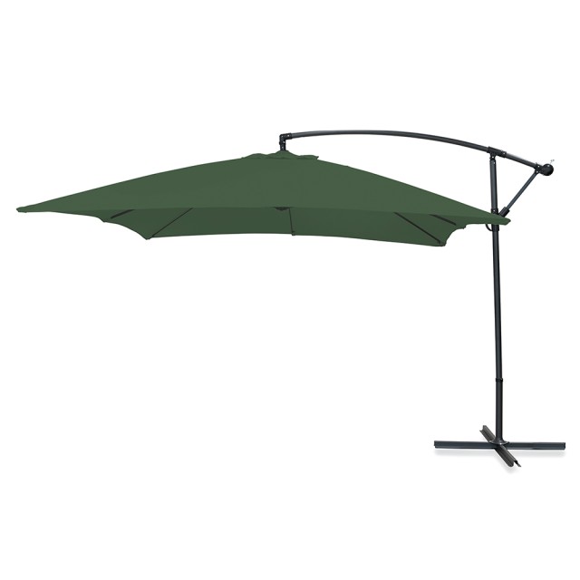 Galileo Πράσινη ομπρέλα κήπου με φως 3x2 m από ανθρακοχάλυβα, 6 ενισχυμένες ακτίνες, άνοιγμα με μανιβέλα Kios Est 2188435