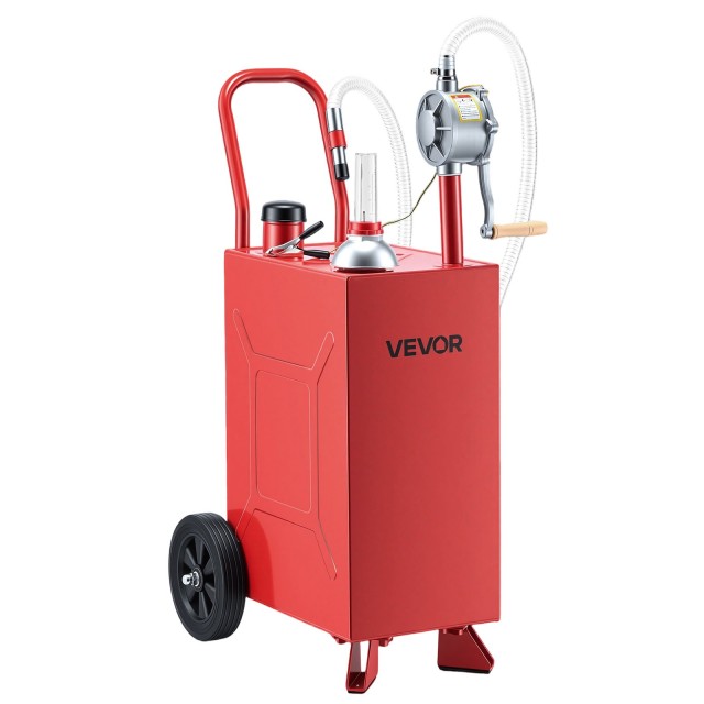 VEVOR Φορητό Δοχείο Μεταφοράς Καυσίμου 56,8L από Ανθρακούχο Χάλυβα με Χειροκίνητη Αντλία και Ρόδες, Κόκκινο JSJYC2LSYBCYGT3AC001V0