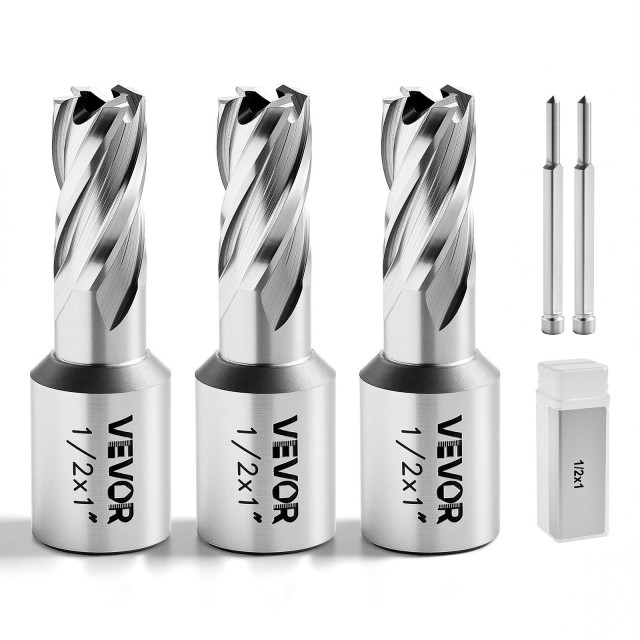 VEVOR Σετ Τρυπανιών Annular 5 τεμ., HSS, 25.4mm βάθος κοπής, 12.7mm διάμετρος, με Weldon υποδοχή, για μαγνητικά δράπανα GSGTZYC5JPJ113SM8001V0