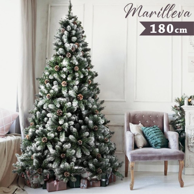 BAKAJI  Χριστουγεννιάτικο Δέντρο Χιονισμένο Marilleva 180cm 690 Κλαδιά Πολύ Πυκνό με Κουκουνάρια  02834898