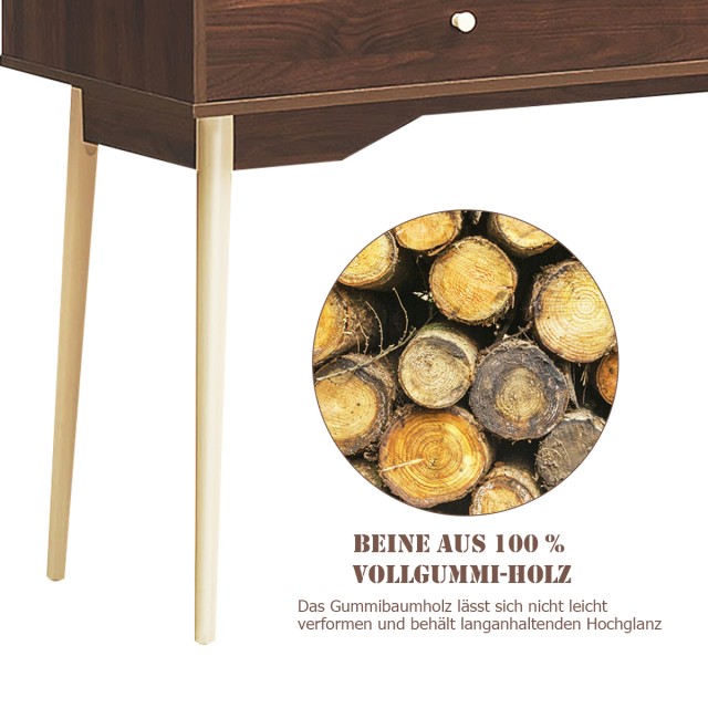 Costway Πολυλειτουργικό Γραφείο Υπολογιστή με Ράφια και Συρτάρι από Καουτσούκ Ξύλο HW63447CF