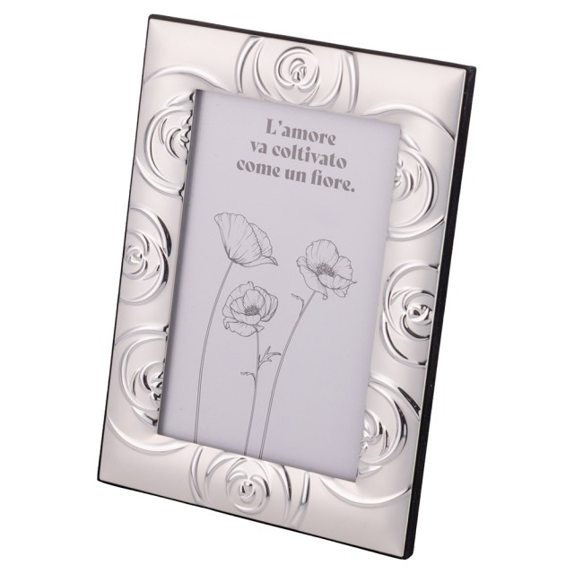 Galileo Πλαίσιο τραπεζιού διακοσμημένο με τριαντάφυλλα χώρος φωτογραφίας 20x25 cm ασημί Sibilla 5910252