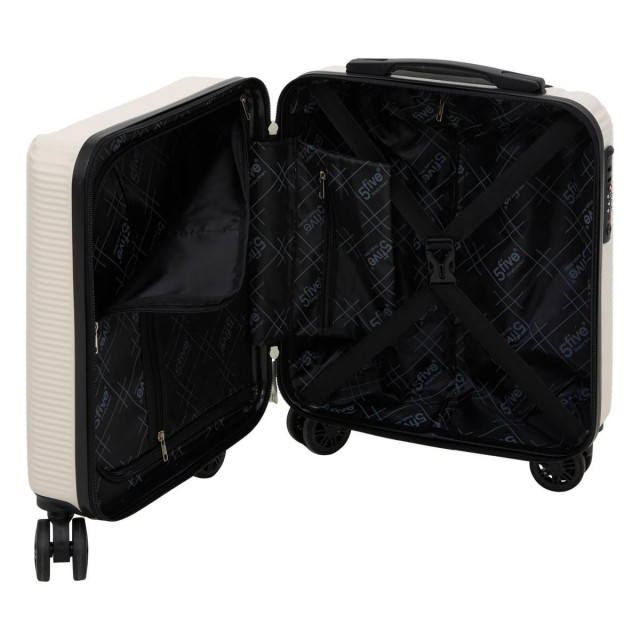 5FIVE Simply smart Ανθεκτική Βαλίτσα Καμπίνας ABS  με 8 Ρόδες, 36 x 20 x 45 cm Cream 213501A