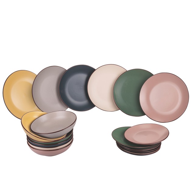 Galileo Σετ πιάτων 18 τεμαχίων από κεραμικό για 6 άτομα, διάφορα Paris Sibilla 5916290