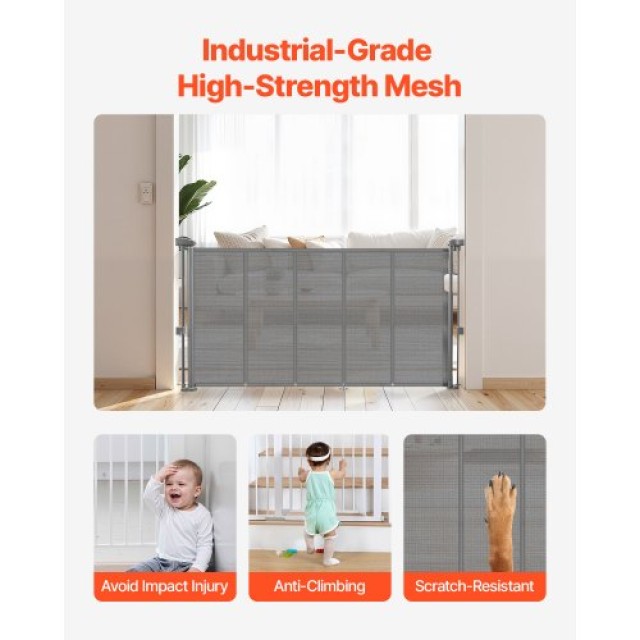 VEVOR Πτυσσόμενη Παιδική Πύλη 870 mm Ύψος, 1400 mm Πλάτος, Γκρι WZSSMHS55INC3WTGQ001V0