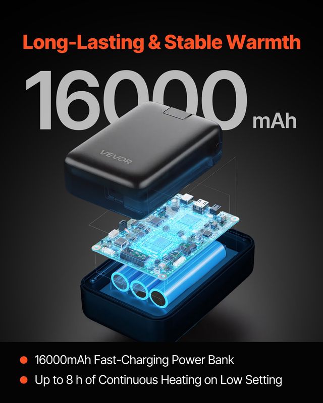 VEVOR Unisex Θερμαινόμενο Φούτερ με Power Bank,Μέγεθος S  Μαύρο JRWYDDLLSZXS2H6QC001V9