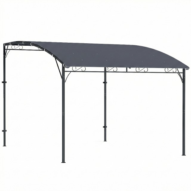 Outsunny Κιόσκι Πέργκολα 3,8 x 2,8 μ. με 16 Οπές Αποστράγγισης, Μεταλλικό και Πολυεστερικό, Γκρι 84C-737V00GY