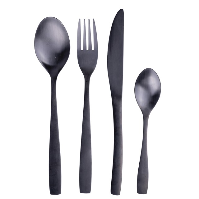 Galileo Σετ 16 μαύρα σατινέ μαχαιροπίρουνα από ανοξείδωτο ατσάλι 180 Manhattan Sibilla 5914838