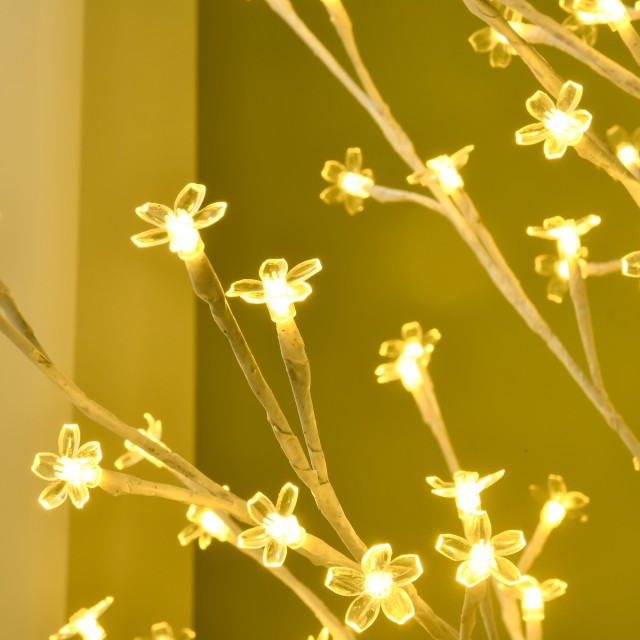 HOMCOM Φωτεινό Δέντρο Σημύδας με 180 Φώτα LED Υψος 180 cm και 3 Επίπεδα Φωτεινότητας για Εσωτερικούς και Εξωτερικούς Χώρους, Λευκό 830-629V90WT
