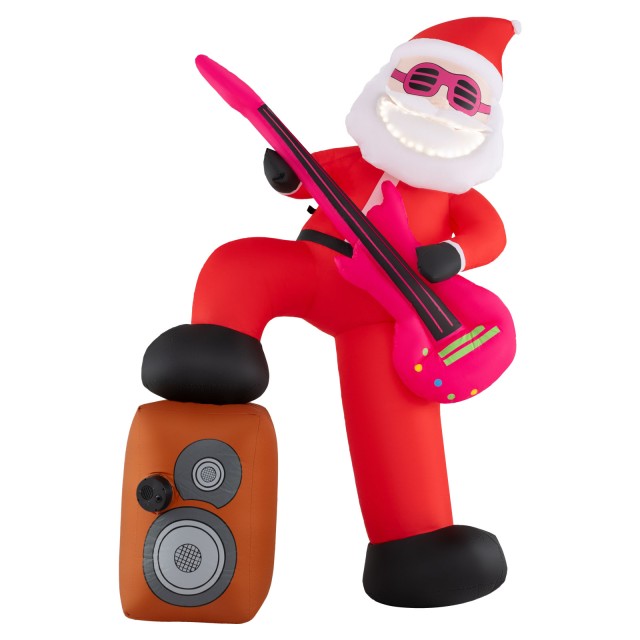 Costway Φουσκωτός Άγιος Βασίλης με Προοφωτιζόμενη Κιθάρα & Μουσική για Διακόσμηση Κήπου CM25206DE