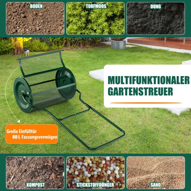 Costway  Πολυλειτουργικός Διανομέας Κήπου 60,5 εκ. για Ομοιόμορφη Λίπανση και Φροντίδα Γκαζόν TA10040GN