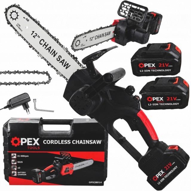 Verk Group Αλυσοπρίονο Μπαταρίας Brushless 12 21V με 2 Μπαταρίες 3Ah OPEX TOOLS, Λαδιέρα & Βαλίτσα Μεταφοράς 5907451391440