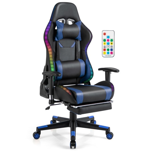 Costway  LED Φωτιζόμενη Καρέκλα Gaming με Ρυθμιζόμενα Χαρακτηριστικά και Άνετη Σχεδίαση CB10483BL