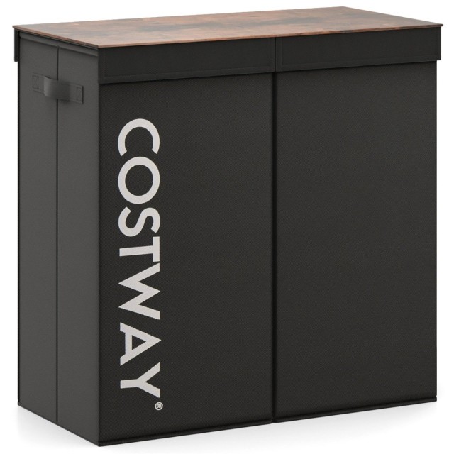 Costway  Καλάθι ρούχων με καπάκι 105 L με 2 αφαιρούμενους σάκους, Μαύρο 60 x 35 x 60 εκ. JV12142BK