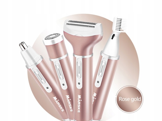 Verk Group Γυναικεία Αποτριχωτική Ξυριστική Μηχανή Σώματος με 4 Εναλλασσόμενες Κεφαλές και USB 5907451369241
