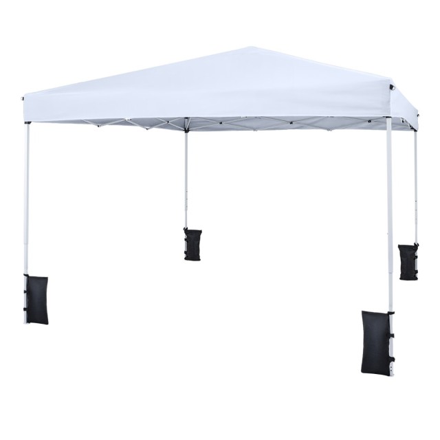 Costway Πτυσσόμενο Pop-Up κιόσκι 290 x 290 cm, ρυθμιζόμενο ύψος, με αξεσουάρ, για κάμπινγκ και παραλία, λευκό NP12805WH
