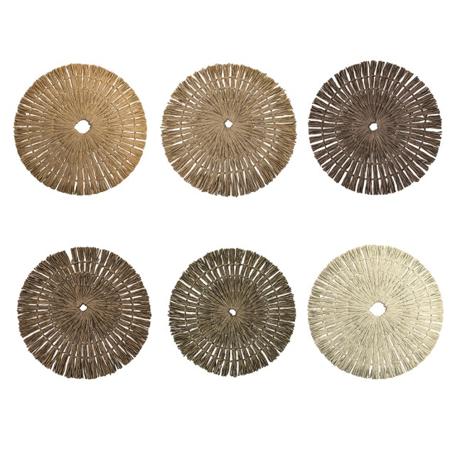 Villa DEste  Σετ 6 τμχ Στρογγυλό πλέξιμο σουπλά από χαρτί 38 εκ Chocolate Nature 5910422