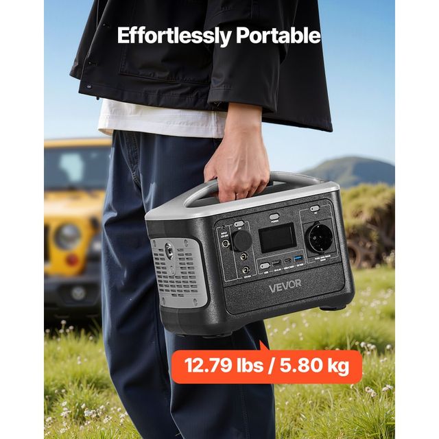VEVOR Φορητός Σταθμός Ενέργειας 600W, Γεννήτρια 493Wh LiFePO4 με 7 Θύρες Εξόδου (Χωρίς Περιλαμβανόμενο Ηλιακό Πάνελ) DXCNDYWTYNB5I6NQI001V2