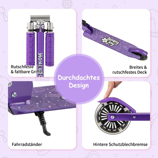 Costway  Πτυσσόμενο Παιδικό Πατίνι με LED Ρόδες και Λουρί Μεταφοράς - Μωβ SP38425ZS