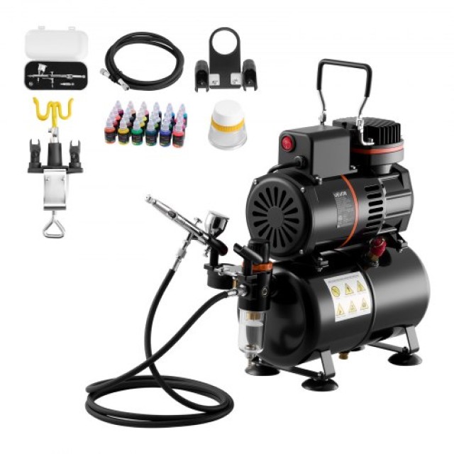 VEVOR Σετ Αερογράφου με Αεροσυμπιεστή 1/6 HP και Δεξαμενή JCBTZ2G1OGYQ9WE7O001V2