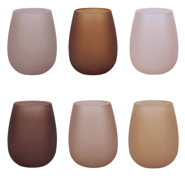 Villa dEste Home Σετ 6 Ποτήρια Νερού 600ml Frosted από Γυαλί για Happy Hour Σοκολάτα 5911525