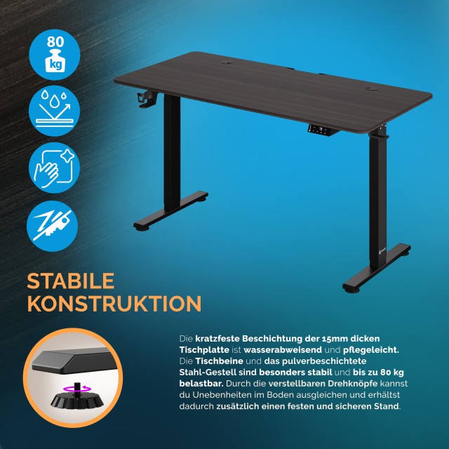 Ρυθμιζόμενο Γραφείο με Οθόνη LCD 140x60x73-118cm Σκούρο Καφέ 109360 Casaria