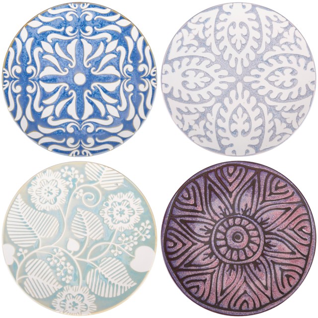 Villa DEste Σετ 4 τμχ  Πιάτο επίπεδο 22 εκ. από κεραμικό σε boho chic στυλ Reactive 2188621