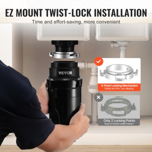 VEVOR Απορριμματοφάγος 1/2 HP 3820 RPM EZ Connect GDLJCLQ12HPZ5NZBIV2