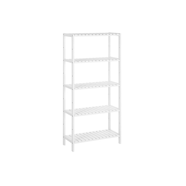SONGMICS Ράφι Αποθήκευσης Μπάνιου 5 Επιπέδων 60 x 26 x 130 cm από Μπαμπού, Λευκό, BCB35WT