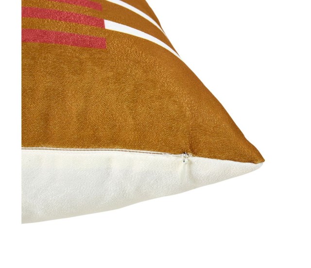 Τετράγωνη Μαξιλαροθήκη Μάτι Πολύχρωμη από Πολυεστέρα σε Λευκό, Μουσταρδί και Τερακότα -45 x 45cm 36049 Ostaria