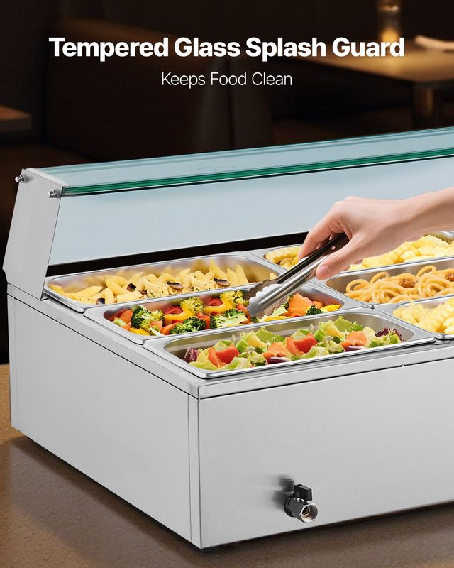 VEVOR Επαγγελματικός Θερμαντήρας Τροφίμων 1500W, Ανοξείδωτο Ατσάλι, 9 Θέσεων 110x57x38.5 εκ. SYSPBWQ913FS5WYYO002V2