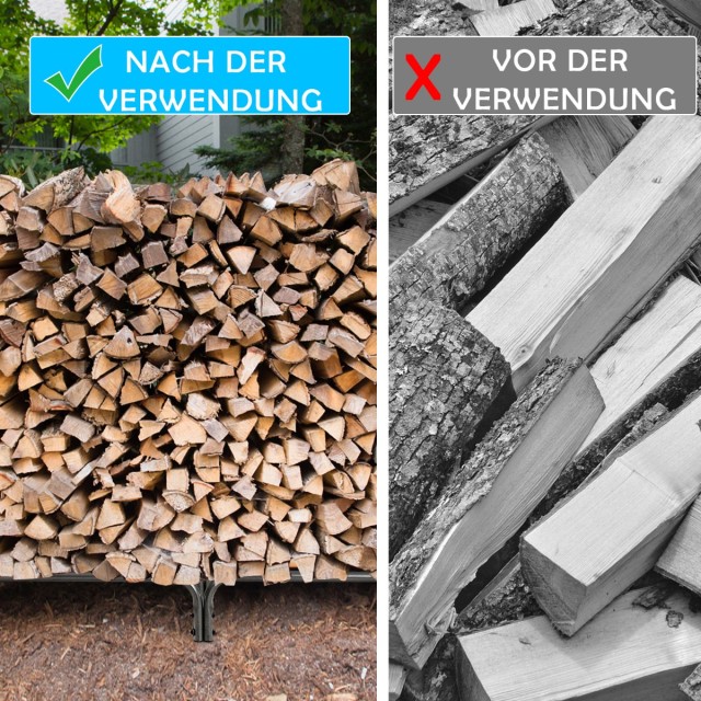 Costway  Ράφι ξύλου μήκους 240 εκ για αποθήκευση καυσόξυλων, μαύρη σιδερένια βάση 35,5 εκ. x 122,5 εκ. NP10540GR